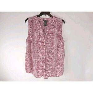 Chelsea and Theodore Women's V-NECK Red Animal Print Sleeveless  Top  Sz XXL